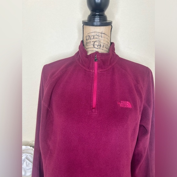 North Face 1/4 Zipper Burgundy Polartec Fleece Pullover Size Large - Picture 4 of 14
